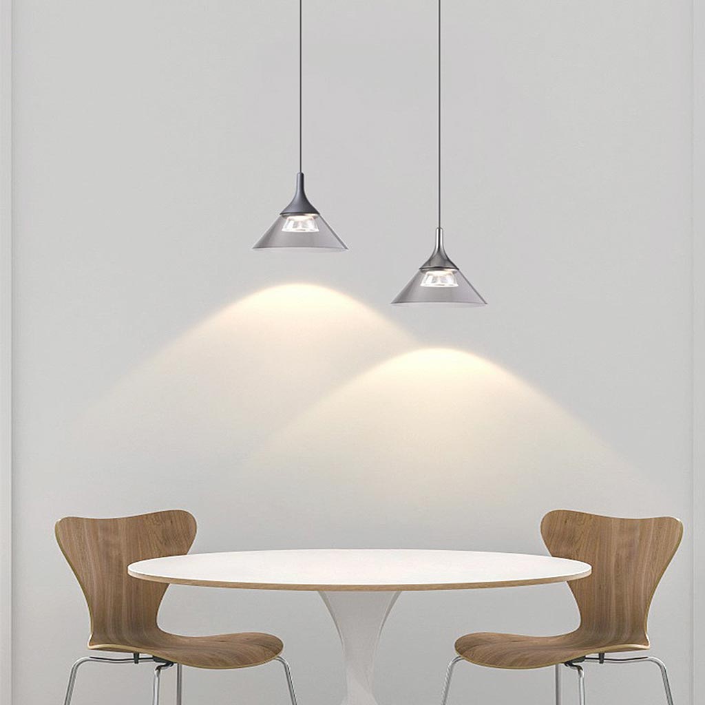 Pendant Lighting Fixture Hanging Modern Minimalist Cone, Aluminium & Acrylic
