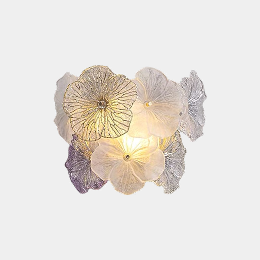 Wall Sconce Romantic French Glass Flower, Pink / Purple