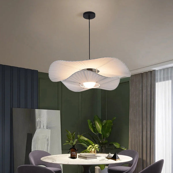 Ritta Modern Nordic Cloth/Metal Shell Pendant Light, White