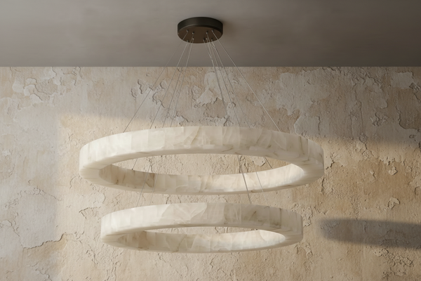 Double Round Alabaster Chandelier | CLVC0211