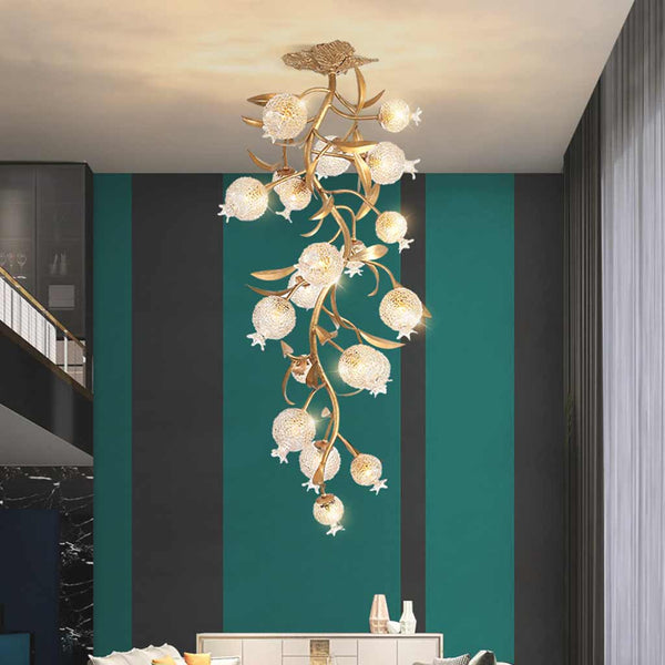 Chandelier Luxury Crystal Pomegranate for High Ceiling