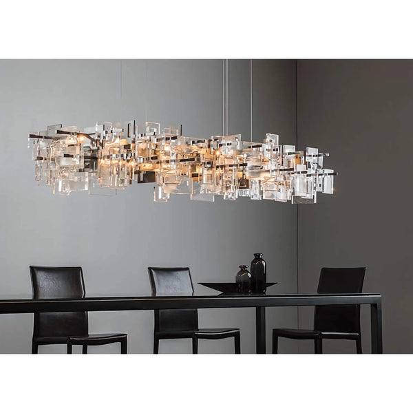 Linear Brass & Glass Chandelier | CLKUD025