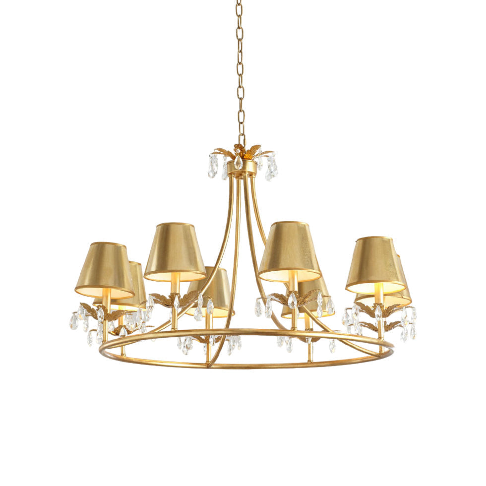 Ivsilan Vintage Industrial Brass Crystal Chandelier