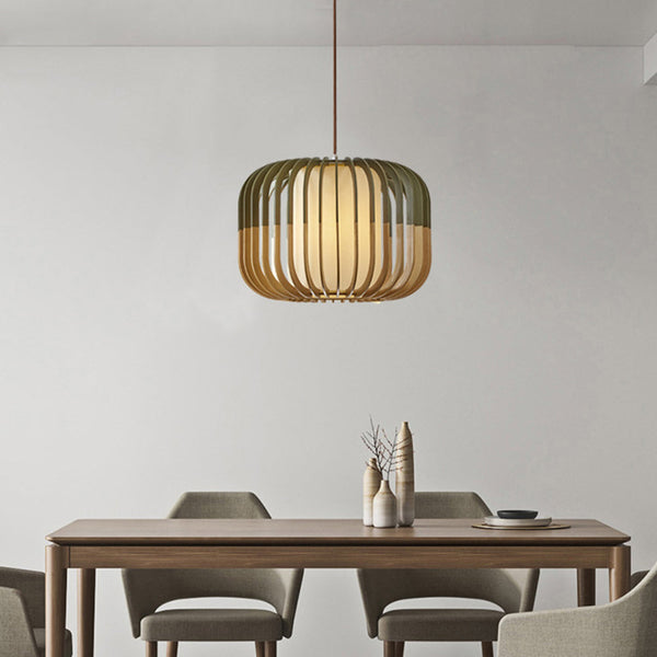 Muto Modern Birdcage Wood Pendant Light