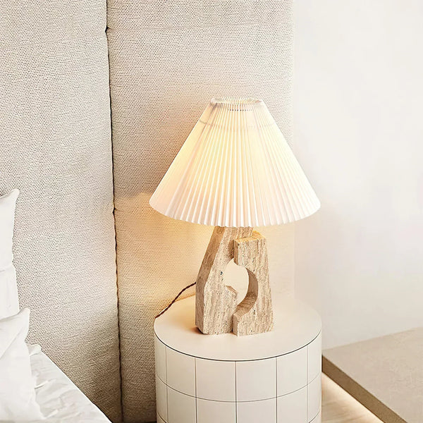 Travertine Stone Pillar Table Lamp