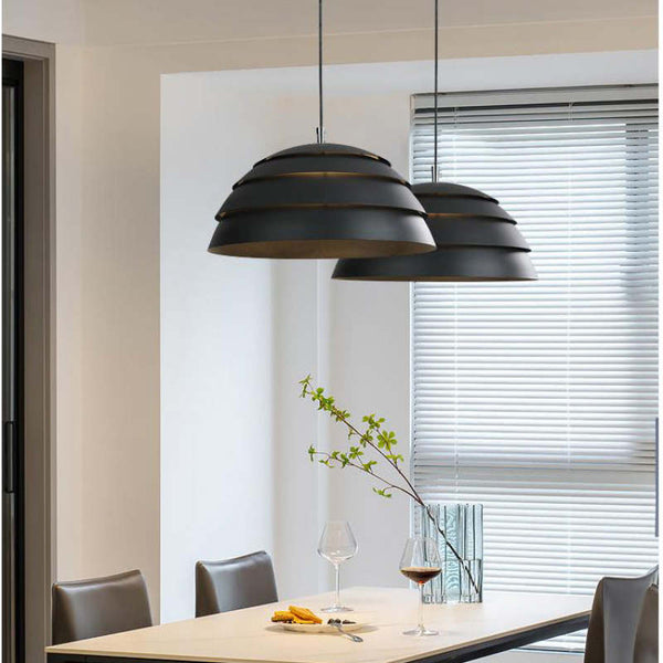 Arisha Design Semi-Globe Metal Pendant Light, Black/White