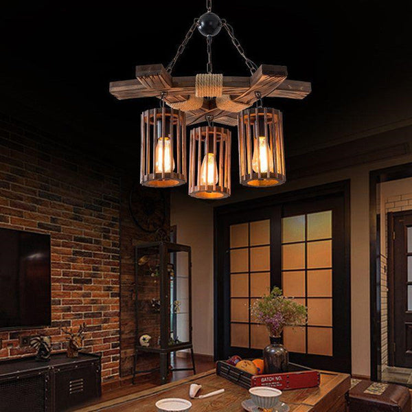 Epoch Retro LED Chandelier Wood Restaurant/Living Room/Bar