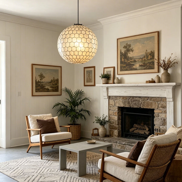 Coastal Seashell Globe Pendant Light