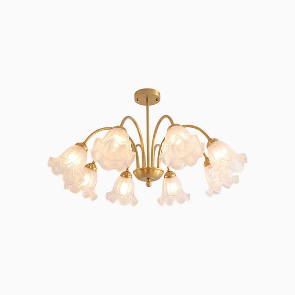 Chandelier French Glass Lily of the Valley Flower Gold Branch