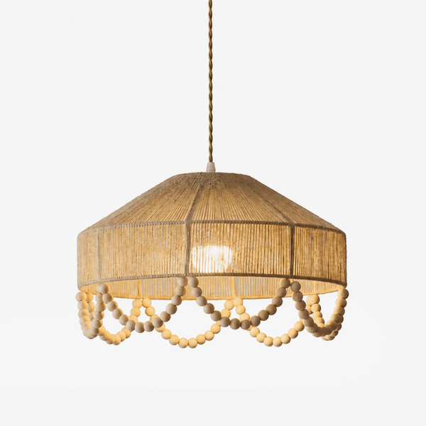 Sora Hemp Rope Wood Pendant Light
