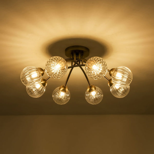 Yrvuvyx Ribbed Bubble Sputnik Glass Semi Flush Mount Ceiling Light