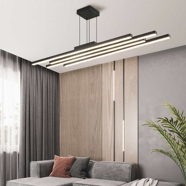 Chandelier Modern Minimalist Multiple Bar LED Dimmable, Black