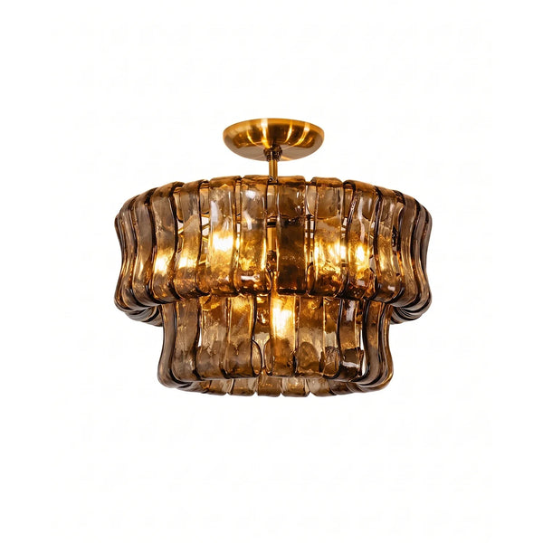 Amberley Wavy Glass Semi Flush Ceiling Light
