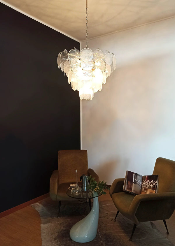Vintage Iridescent Disc Glass Chandelier
