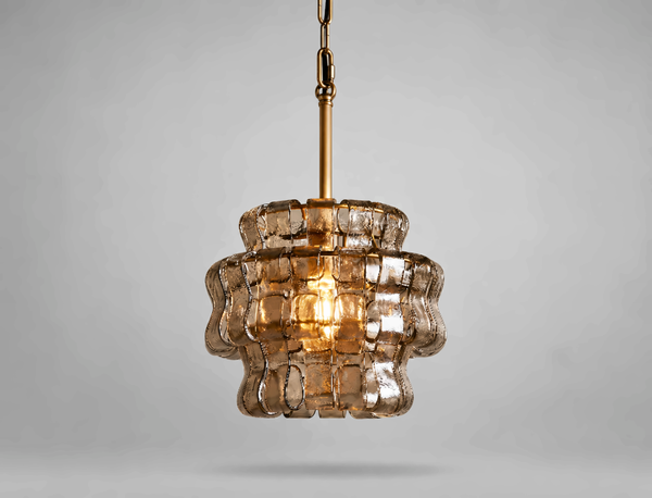 The Bellatrix Pendant | Clear Textured Glass & Brass | CLND023