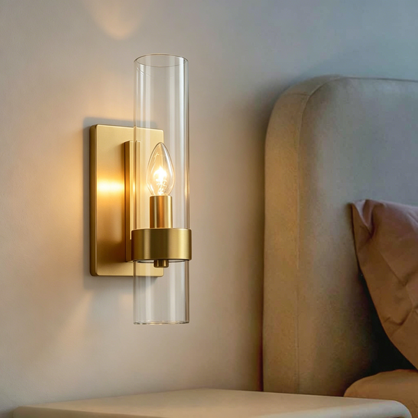 Metallic Brass Glass Wall Lamp
