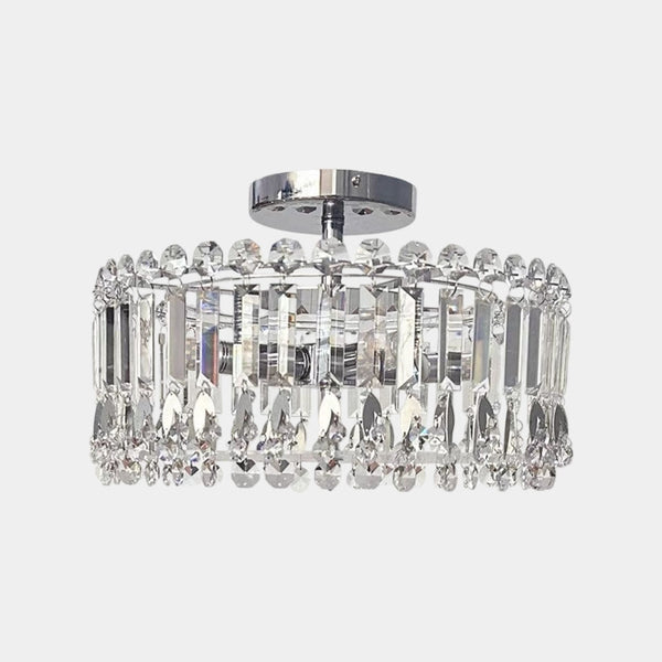 Chrome Crystal Droplet Ceiling Light Semi-Flush Mount