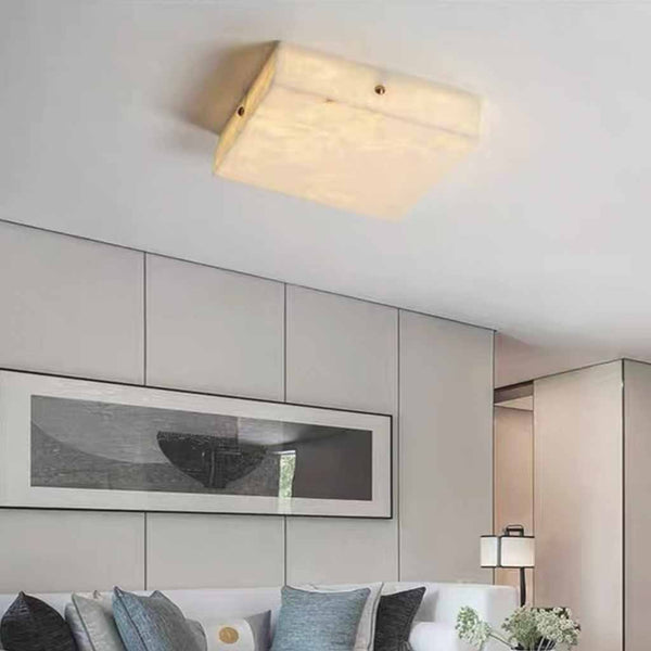 Flush Mount Alabaster Ceiling Light Marble Square LED