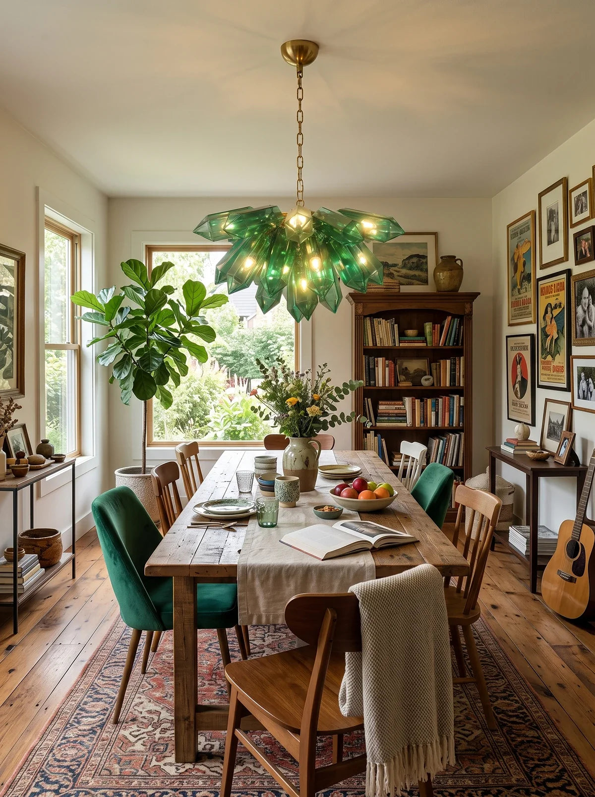 Sylvaine Faceted Green Glass Chandelier