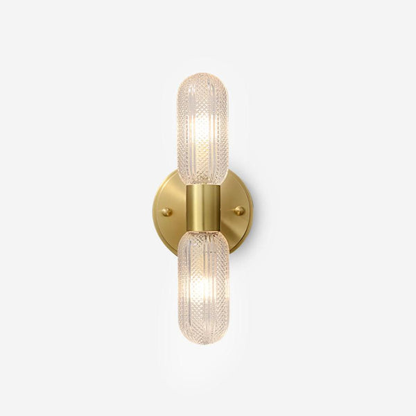 Evania Brass and Textured Glass Double Light Wall Sconce