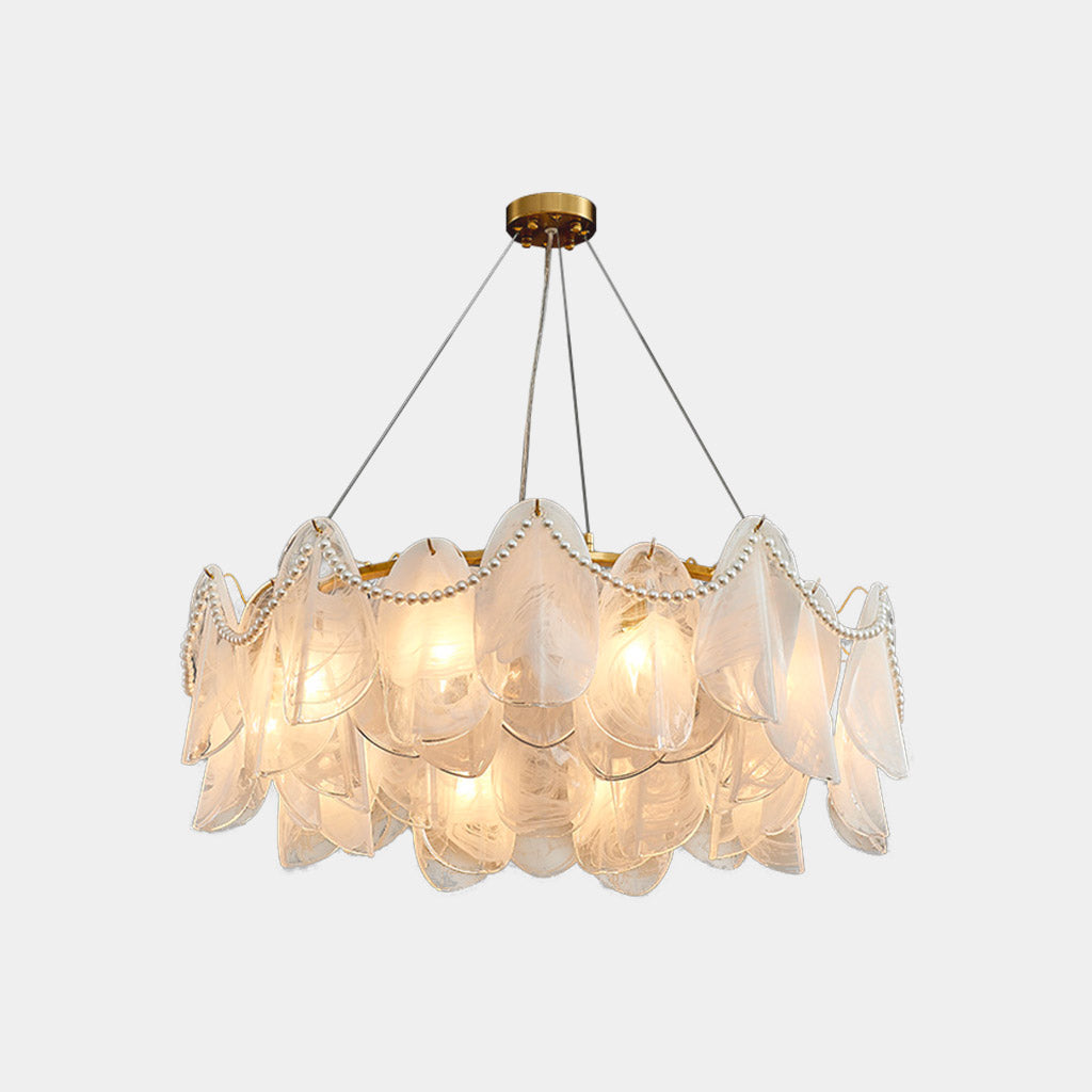 Chandelier Romantic French Frosted Glass Pearl