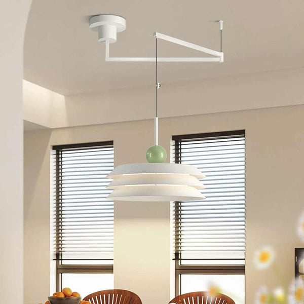 Pendant Light Cream Saucer Swing Arm Adjustable LED