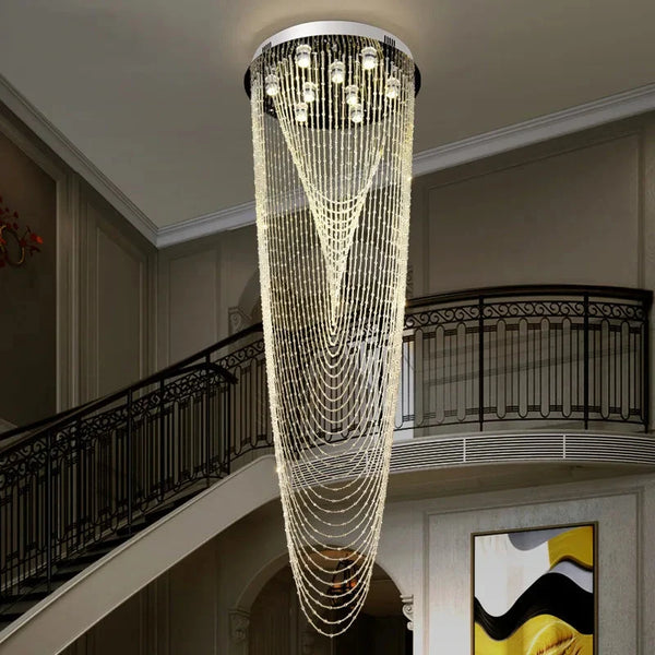 Crystal Tassel Chandelier for Staircase & Foyer