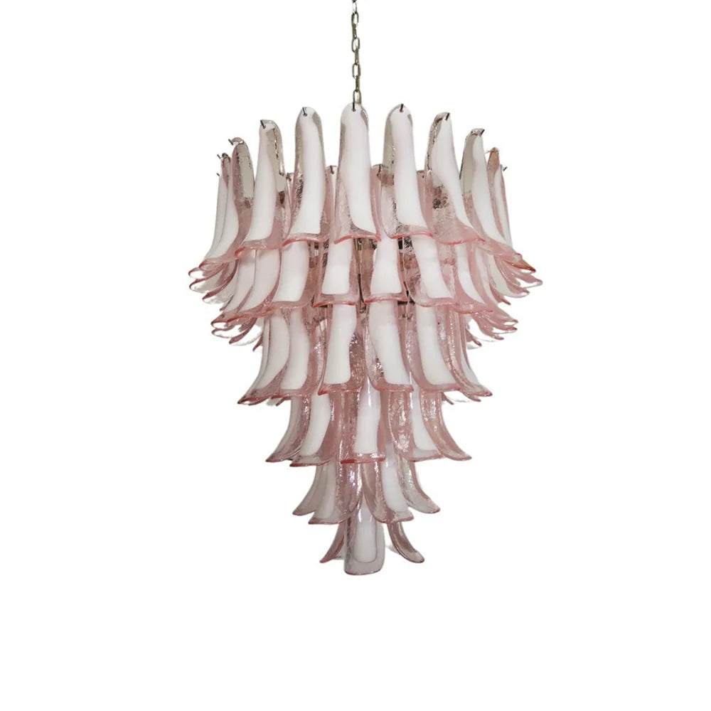 Vintage Murano Pink Glass Petals Chandelier