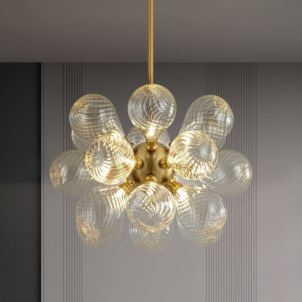 Waegnuvyx Cluster Ribbed Globe Bubble Glass Chandelier