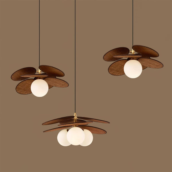 Elvo Wooden Petal Pendant Light
