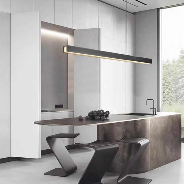 Pendant Light Italian Linear Copper Dimmable LED Up & Down, Black