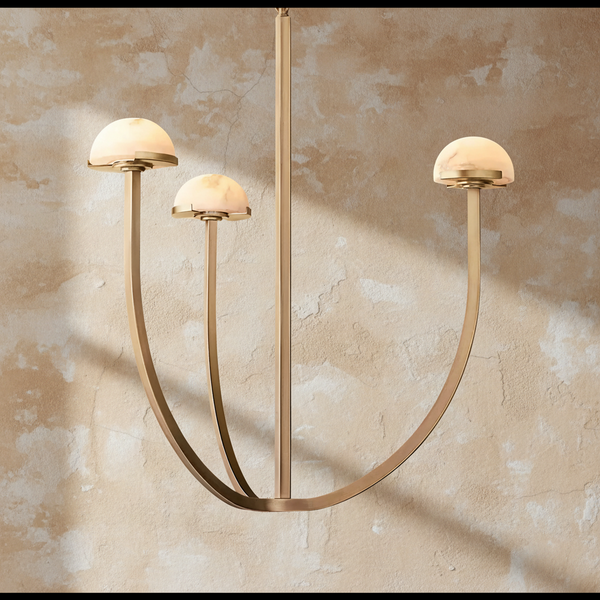 Tiered Brass & Alabaster Chandelier | 3 Arch | CL02453T