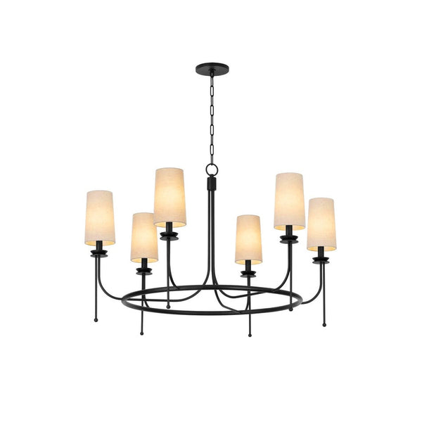 Aurora Vintage Industrial Brass Fabric Chandelier