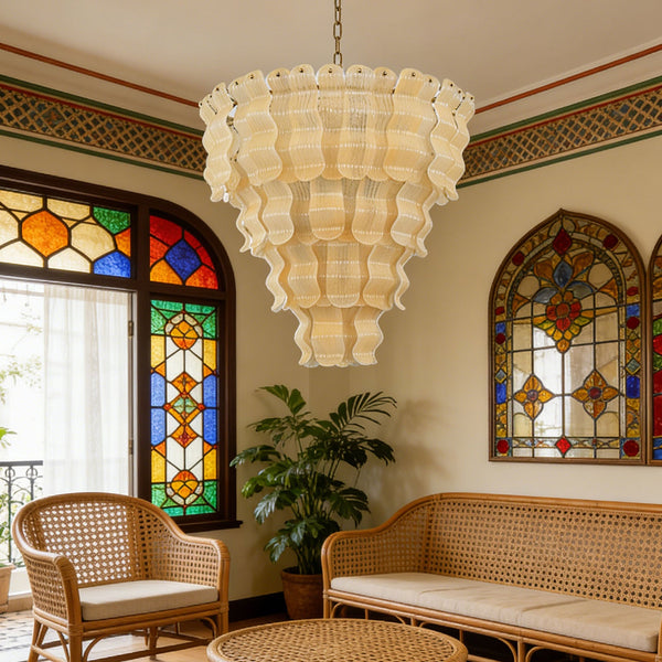 Murano Style Tiered Glass Chandelier