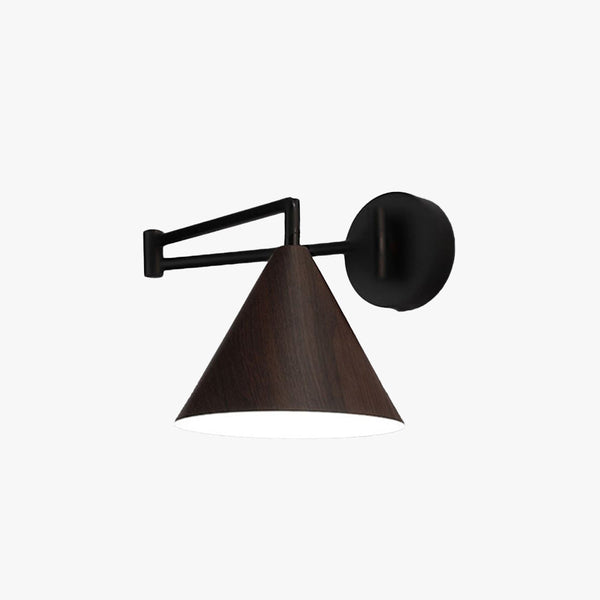 Muto Cone Shaped Adjustable Wall Lamp, Metal/Wood, Bedroom