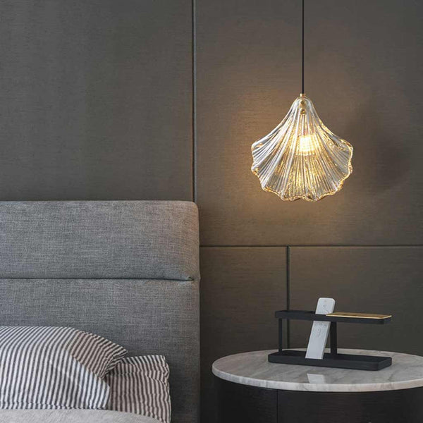 Pendant Light Unique Brass Amber Glass Shell