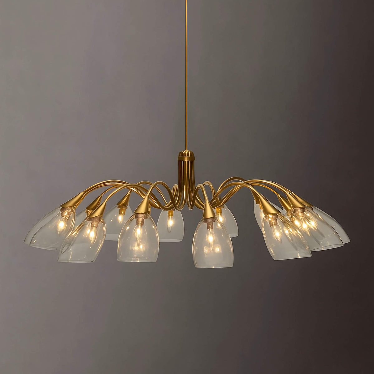 Brass Branch Chandelier | Glass Shades | CLAS720
