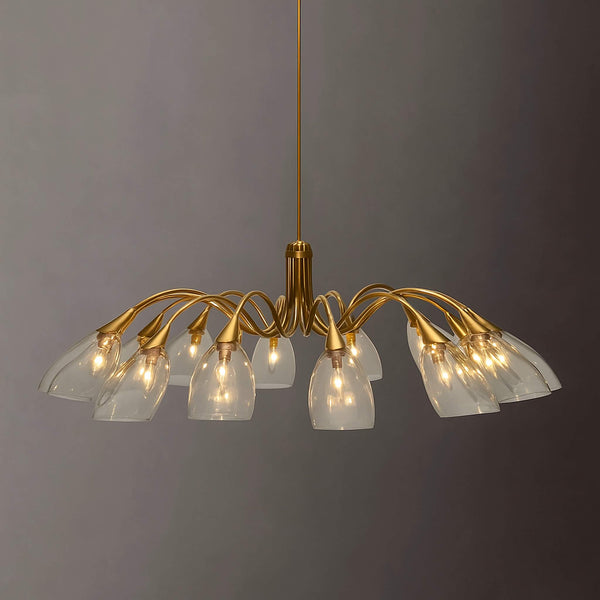 Brass Branch Chandelier | Glass Shades | CLAS720