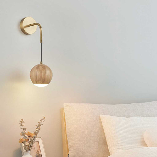 Wall Sconce Light Unique Wooden Globe LED Hanging