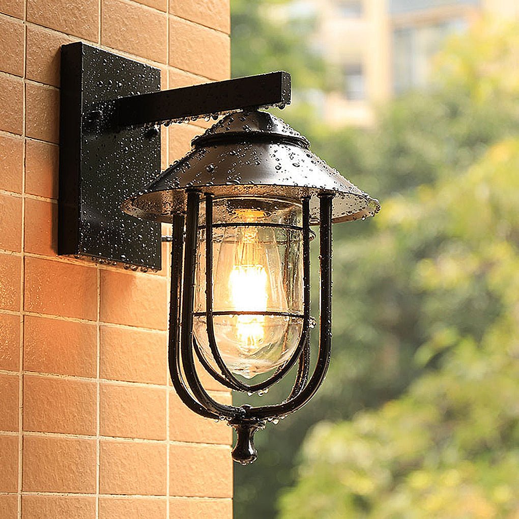 Victorious Vintage Industrial Glass Outdoor Sconce Wall Lights