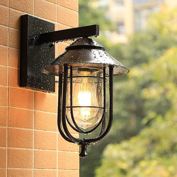 Victorious Vintage Industrial Glass Outdoor Sconce Wall Lights