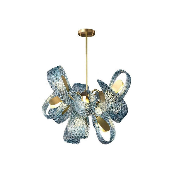 Petal Blue Glass Chandelier