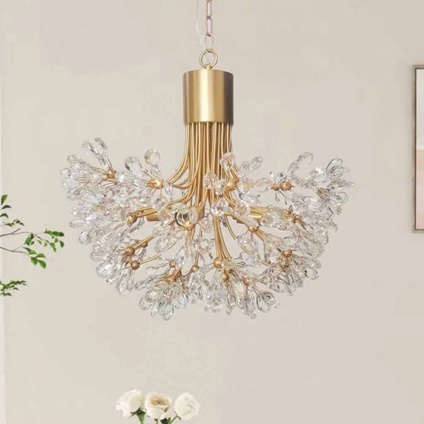 Modern Brass Branch Flower Crystal Chandelier