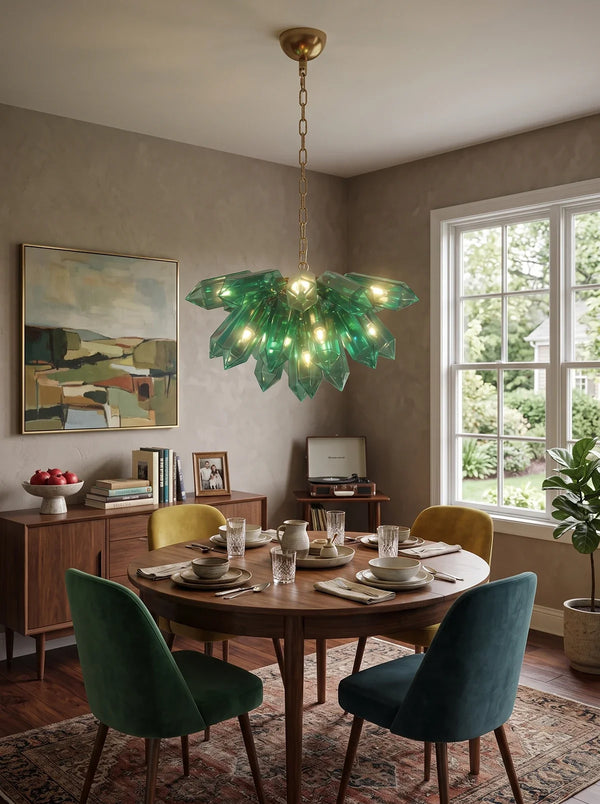 Sylvaine Faceted Green Glass Chandelier