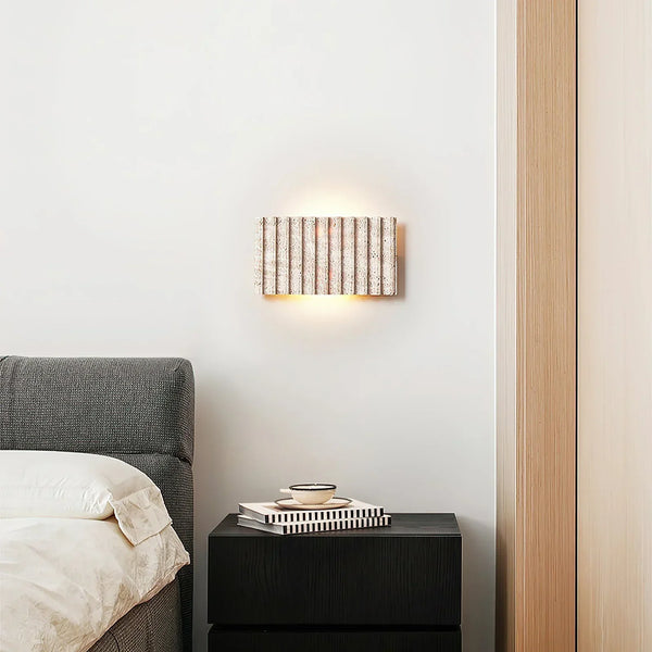 Rectangle Grille Travertine Wall Lamp