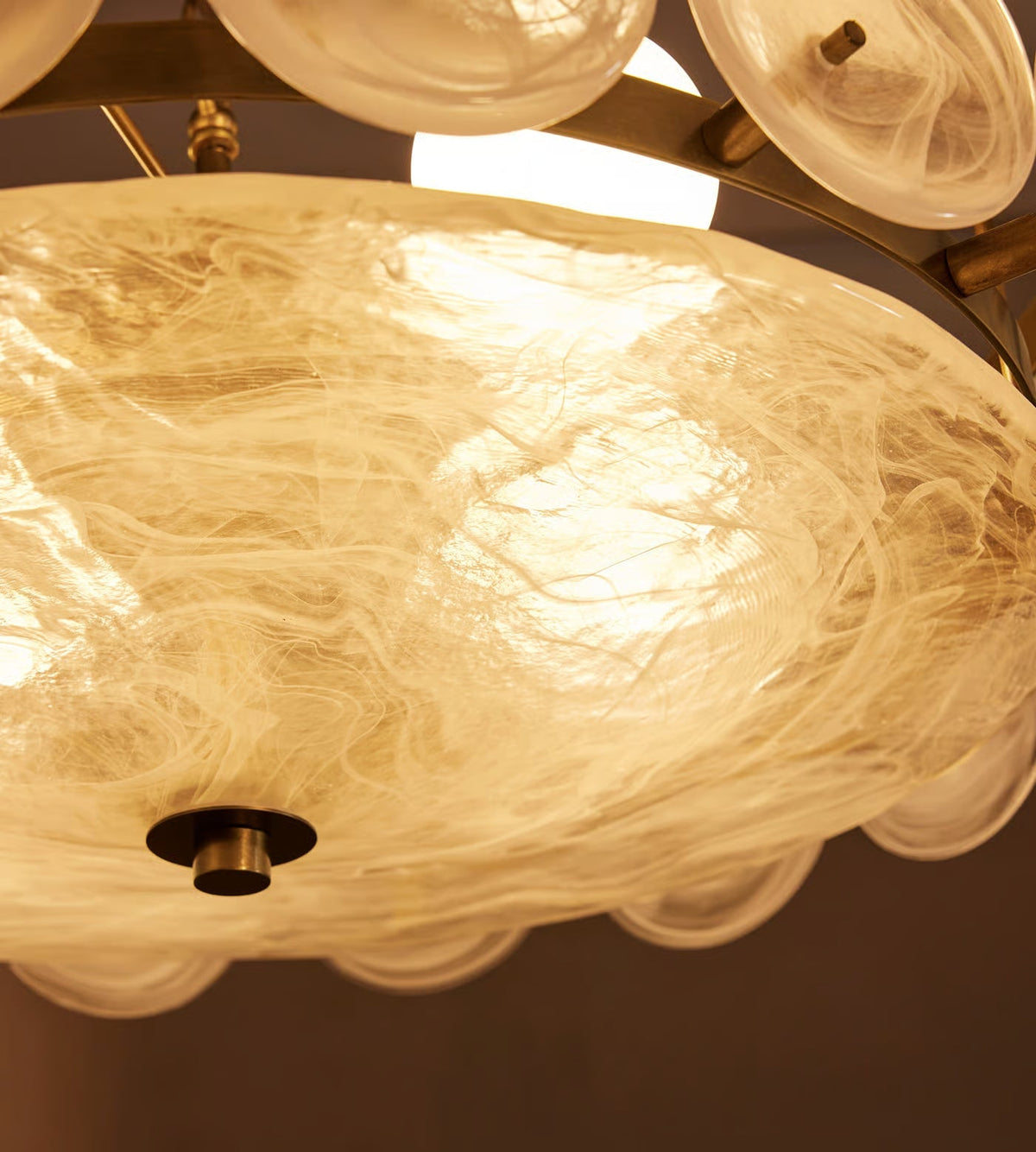 Milk Murano-Style Glass Disc Chandelier | Stainless Steel | CLKOPS204M