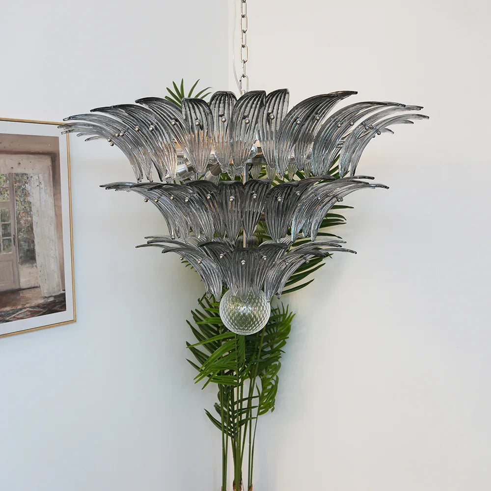 Beautifully Murano Palmette Smoked Chandelier