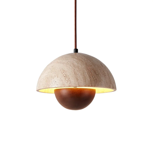 Semicircular Bud Travertine Pendant Lamp