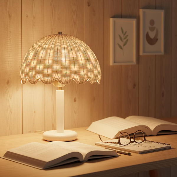 Fungi Table Lamp Rattan&Wood