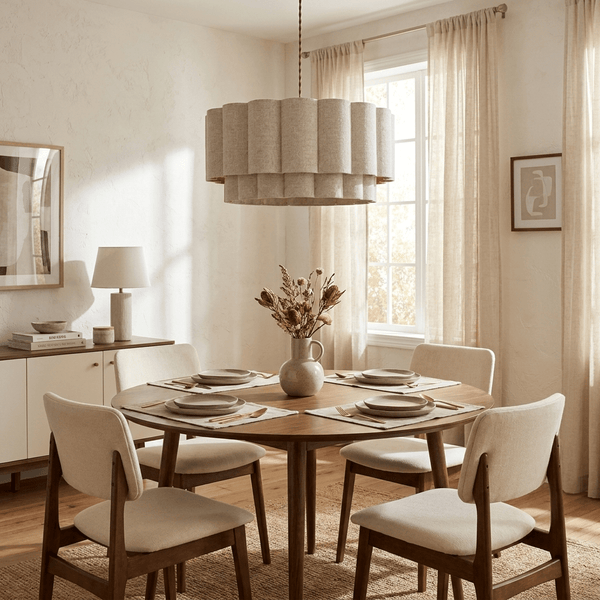 Fabric Petal Cylinder Pendant Lamp